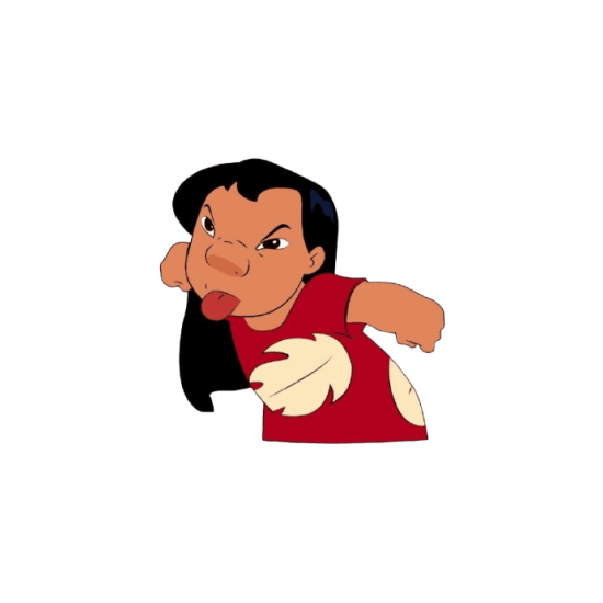 ملصق ليلو من فيلم ليلو وستيتش وهي تخرج لسانها بأسلوب مرح