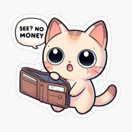 ملصق القطة المفلسة | SEE? NO MONEY | Kawaii Cat Sticker