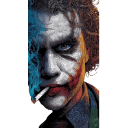 ملصق الجوكر | Joker Heath Ledger | فن خطوط متداخلة ودخان أزرق سينمائي
