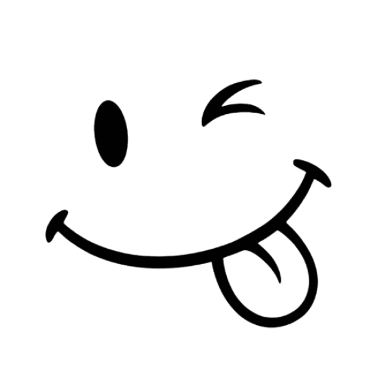 ملصق سمايلي غمزة مع لسان بتصميم مينيماليست