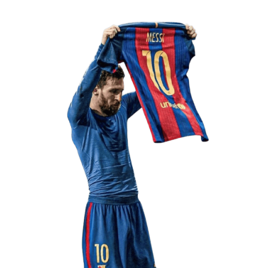 ملصق ليونيل ميسي يرفع قميصه رقم 10 في الكلاسيكو