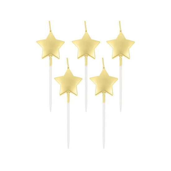 شموع عيد ميلاد نجوم ذهبي 5 شمعات