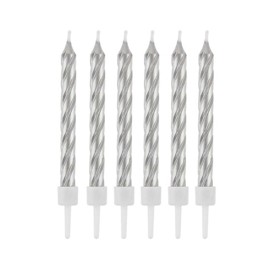 شموع عيد ميلاد فضية 12 شمعة