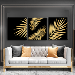 طقم لوحات كانفس جميلة بالألوان الذهبي والأسود
