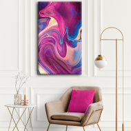 لوحة كانفس جدارية مودرن وعصرية باللون الزهري والأزرق الفاتح والبيج ألفاتح