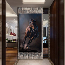 لوحة كانفس جدارية جميلة الخيل البني"