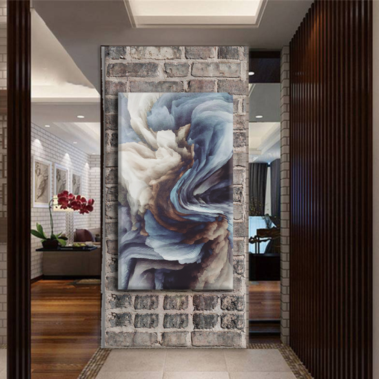 لوحة كانفس جدارية بألوان جذابة الازرق الفاتح والبيج والبني