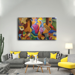 لوحة كانفس جدارية عرضية بألوان جذابة