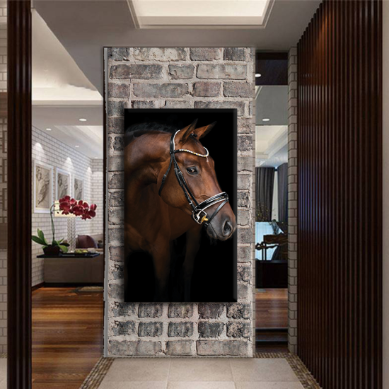 لوحة كانفس جدارية للخيل باللون البني