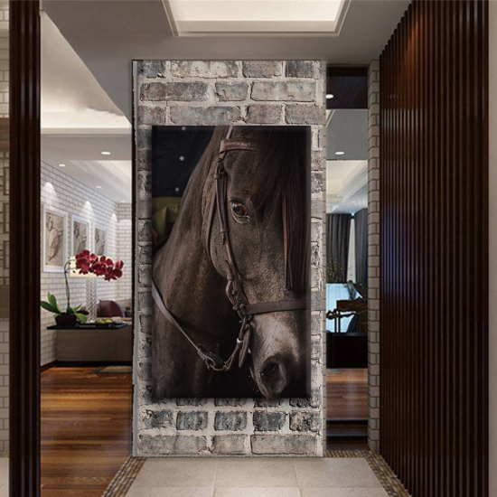لوحة كانفس جدارية للخيل باللون البني