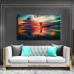 لوحة كانفس جدارية عرضية متعددة الالوان الجذابة