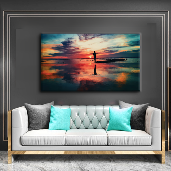 لوحة كانفس جدارية عرضية متعددة الالوان الجذابة