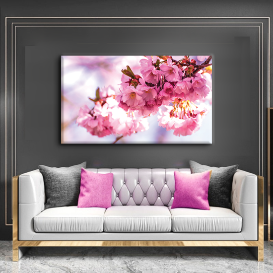 لوحة كانفس جدارية عرضية بورد باللون الوردي