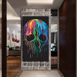 لوحة كانفس جدارية شكل جمجمة متعددة ألألوان