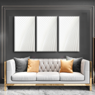 طقم لوحات كانفس جدارية جميلة بتصميم مموج أبيض