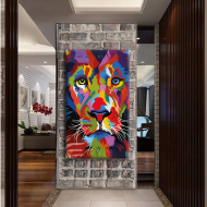 لوحة كانفس جدارية جميلة "وجه أسد" متعدد الالوان