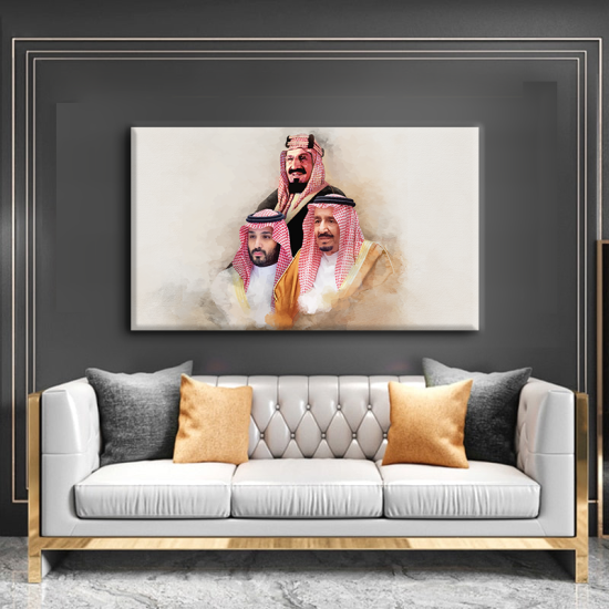 لوحة كانفس جدارية "لحكام المملكة العربية السعودية "