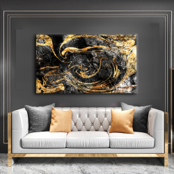 لوحة كانفس جدارية عصرية متعددة ألألوان ألأسود و ألذهبي