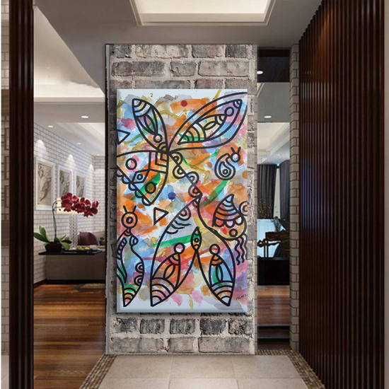 لوحة كانفس جدارية عصرية بتصميم عالمي متعددة ألألوان الجميلة