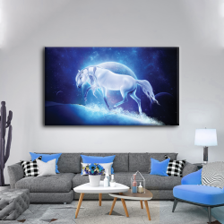 لوحة كانفس جدارية فخمة "الخيل والقمر" متعددة ألألوان