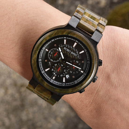 ساعات بوبو بيرد الخشبية أخضر فاتح