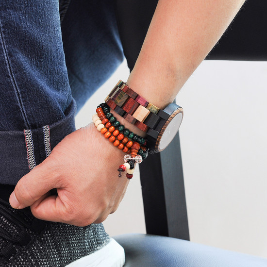 ساعة بوبو بيرد الخشبية الرجالية بتصميم أنيق مقاوم للماء