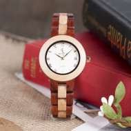 ساعات بوبو بيرد الخشبية احمر مع بيج